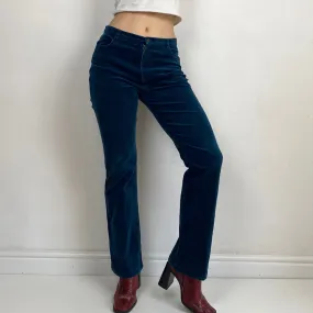 Teal Corduroy Trousers - SMALL