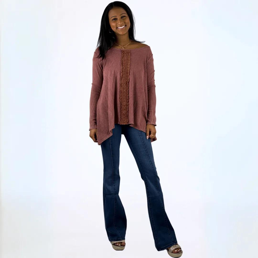 Thermal Lace Trim Top Made in USA