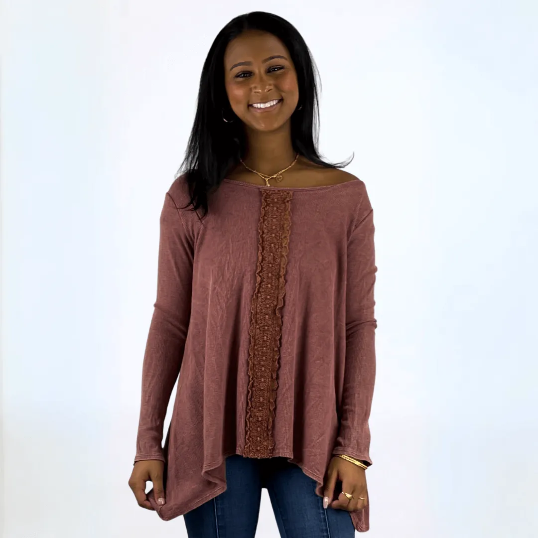 Thermal Lace Trim Top Made in USA